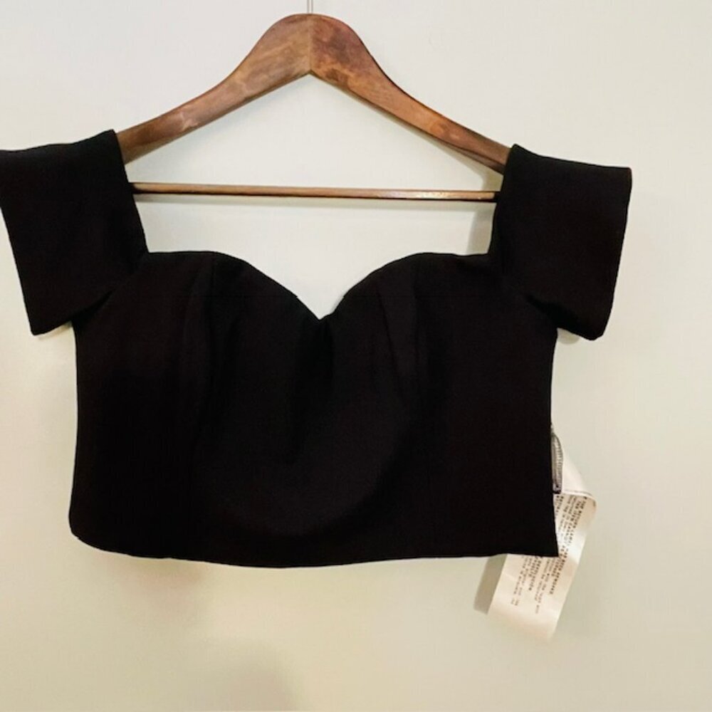Dress the Population Bailey Crop Corset Style Top Ponte Black NEW NWT Large - Picture 3 of 10
